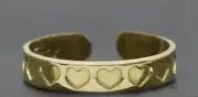 10K Real Yellow Solid Gold Womens Heart Shape Toe Ring Adjustable 3.0mm 0.8gr