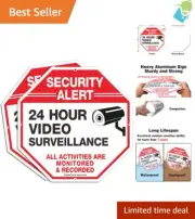 CCTV Security Camera Sign 2-Pack Reflective Metal Warning Signs Home Business
