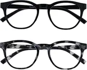 Opulize Blu 2 Pack Blue Light Blocking Reading Glasses Black Grey Tortoise Computer Anti Glare Mens Womens BB5-1W +1.00