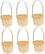 SUPVOX 6pcs Mini Woven Baskets with Handles Lightweight and Durable Flower Baskets for Organizing Small Items for Candy Wedding and Birthday Party Favors