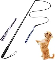 (Large) - Interactive Dog Tug Toy, ANG Extendable Dog Teaser Wand with 2 Cotton Rope Dog Toy Outdoor Playing for Pulling, Chasing, Chewing, Teasing, Training