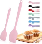 Silicone Spatula, 2 Pcs Spatulas Silicone Heat Resistant, Baking Cooking Spatula Set, Rubber Spatula for Non-Stick Cookware, Dishwasher Safe (Pink)