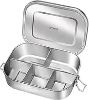UPTRUST Stainless Steel Bento Lunch Food Box Container, 5-Compartment Large 1400ML Metal Bento Lunch Box Container for Kids or Adults with Lockable Clips to Leak Proof
