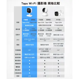 TP-Link Tapo C110 300萬畫素 高解析度 家庭安全防護 WiFi 無線智慧網路攝影機