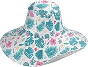 [Yoogain] Tropical Red Flowers Palm Leaves Starfish Bright Turquoise Foldable Visor hat for Women for Hiking Decorative Floppy Sun hat for Womens Running Stylish Gorra para el sol, Tropical Red Flowers Palm