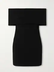 [ESSE Studios] ESSE Studios - Omnia Off-the-shoulder Stretch-knit Mini Dress - Black - UK 16 UK 16 Black