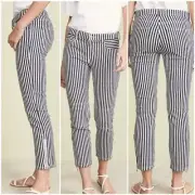 Current Elliott Pant The Cropped Lexton Blue White Striped Zipper Ankles size 23