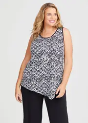 [Taking Shape] Taking Shape Chevron Lace Tank Size 16 in Black / White - Plus Size Women's Clothing Black / White