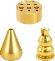 MrMrKura 3 Pcs Brass Incense Stick Holder, Metal Cone Incense Holder Coil Burner for Indoor Outdoor Decor Alloy Cone Ash Catcher for Yoga Meditation Gift (3)