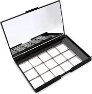 DIY Magnetic Palette with Mirror, for Eyeshadow Lipstick Powder Highlighter Storage, with 12 Pieces of Round Metal Pans (Black - With Mirror, 15x10cm - With 15pcs Square Pans)