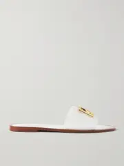 [Dolce & Gabbana] Dolce & Gabbana - Bianca Embellished Leather Slides - White - IT39 IT 39 White