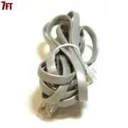 7FT RJ12 6P6C Telephone Phone Line Flat Cable Wire Cord Straight For Data
