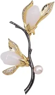 [AIMALL] Elegant Magnolia Flower Brooch, National Style High-End Corsage, Niche Design Light Luxury Personalized Pin Accessory