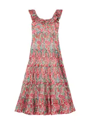 Marlo Kids Holiday Floral-print Plissé Chiffon Dress - Multi Multi - 15-16Y (16 Years) 15-16Y (16 years)