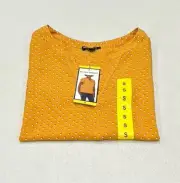 Hilary Radley Ladies' Printed V Neck Blouse Short Sleeve, Mustard, Size S
