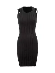 Black Rib Knit Mini Dress