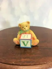 Cherished Teddies Bear With ABC V Alpha Letter Block 1995 NIB