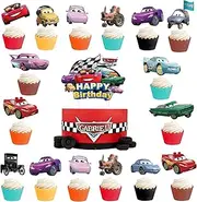 25pc car cake decoration 1pc cake topper 24pcs cupcake toppers party supplies