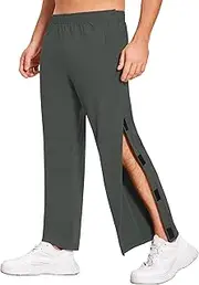 [Deyeek] Men's Tear Away Pants 2 Side Snap Open Bottom Sweatpants Loose Fit Casual Post Surgery Pants with Pockets