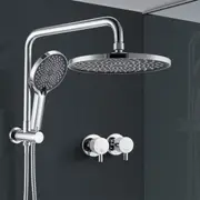 ACA Bath 10" Rain Round Shower Head Set Handheld Gooseneck Diverter Wall Arm Wall Mounted w/Taps