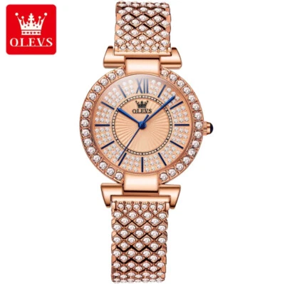 OLEVS 9942 Quartz Diamond-encrusted Waterproof Luxury Women Elegance Wristwatch