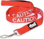 Dexil Limited Caution Red Color Coded 2 4 6 Foot Padded Dog Leash (Do Not Approach) Prevents Accidents by Warning Others of Your Dog in Advance (4 Foot Leash)