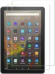 Kepuch 2 Pack Tempered Glass Screen Protector Transparent for Fire HD 10 2021 / Fire HD 10 Plus/Fire HD 10 Kids/Fire HD 10 Kids Pro Tablet 2021 Released