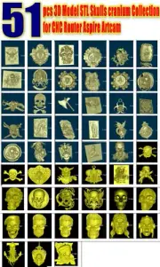3D stl files relief SCULL for CNC router cnc machine milling