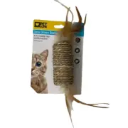 Pet Zone Natural Sea Grass Barrel 2-in-1 Catnip & Scratcher w/Feathers Cat Toy