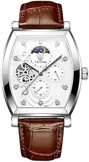 [DAXIAOYU] Men's Wine Barrel Square Dial Fully Automatic Mechanical Watch with Hollow Out Design Waterproof Leather Luminous Men's Watch