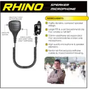 Earphone Connection RHINO Speaker Mic for Harris / Macom Jaguar (See List)