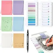 700 Pcs Pastel Transparent Sticky Notes, Writable Index Book Annotation Tabs, Clear Memo Pad with Dual Tips Marker Pen, Aesthetic School Office Supplies for Bible Study Note Taking Planner