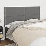 Bed Headboard Set of 4, Beds Head Frame Headboards 4 pcs Dark Grey 80 cm Fabric