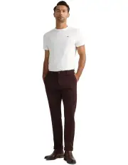 [Oxford] Slim Leg Stretch Cotton Chino in Maroon
