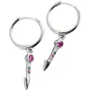 ANYCO Earrings Sterling Silver Luxury Colorful Zircon Spike Ear Buckle For Women Girl Teen Chic Fashion Stylish Accessories Jewelry Gifts