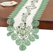 Collections Etc Heirloom Roses Table Topper Green Runner