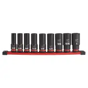 Milwaukee 49667022 - Impact Socket Set Deep 1/2" Drive 9 Piece SAE 6 Point