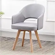 Swivel Accent Chair for Desk with Wood Legs Armchair Without Wheel,Fabric Padded Comfy Mid Century Modern Desk Chair for Home Office Study Meeting Room Small Space (Color : Light Gray)