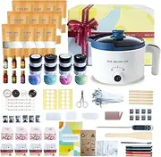 Ksedcon Candle Making Kit with Electric Wax Melting Pot, Candle Starter Kit for Candle Making DIY Candle Maker Supplies for Adults, Scented Candle Gift Set with Candle Making Accessories (Candle Making Kit with Color Tins)