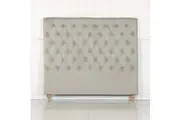 Bed Head Queen Size French Provincial Headboard Upholsterd Fabric Beige