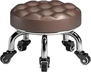 Low Rolling Stool Roller Short Stools Universal Swivel Caster Stools, 8.6 Inch Height for Malls, Home, Daily Party, Studios, Nail Salon, Spa, PedicureBrown,22cm