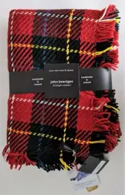 John Branigan Throw Wool & Alpaca Handmade Ireland 50 x 66 O'Shea Tartan Red