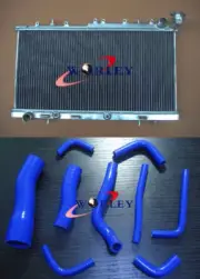 Aluminium Radiator & blue HOSE For Nissan N14 GTIR SR20DET Pulsar N15 (for: Nissan)