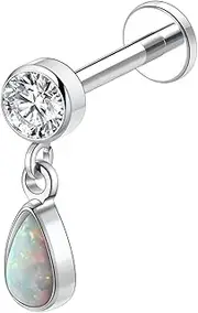 [AROWRO] Titanium Tragus Helix Conch Piercing Jewellery Flat Back Cartilage Earring Medusa Monroe Piercing Jewellery with Internal Thread Lip Nose Ring 16G 6/8/10 mm