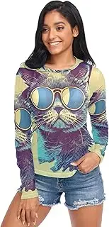 [RPLIFE] Cool Cat Yellow Womens Mesh Top, Sexy Sheer Tops for Women S-XXL