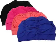 4pcs Women's Swim Cap Long Hair Skid Beach Hat Sun Cap for Summer Swimming
