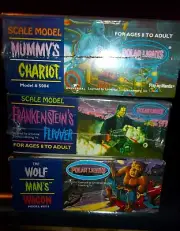 Polar Lights Frankenstein's Flivver, Mummy's Chariot and Wolfman's Wagon All NIB