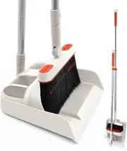 Dustpan and Brush Set Long Handled, Tall 180 Degree Rotating Sweeping Brush, Hou
