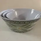 NEW Temp-Tations Old World Melamine Serving Bowls Set Of 3 Nested Plastic Green