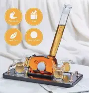 Golf Decanter Whiskey Set with 4 Ball Shot Glasses - Clear